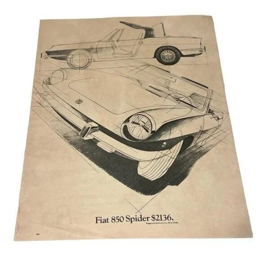 1969 Fiat 850 Spider Original Vintage Print Ad